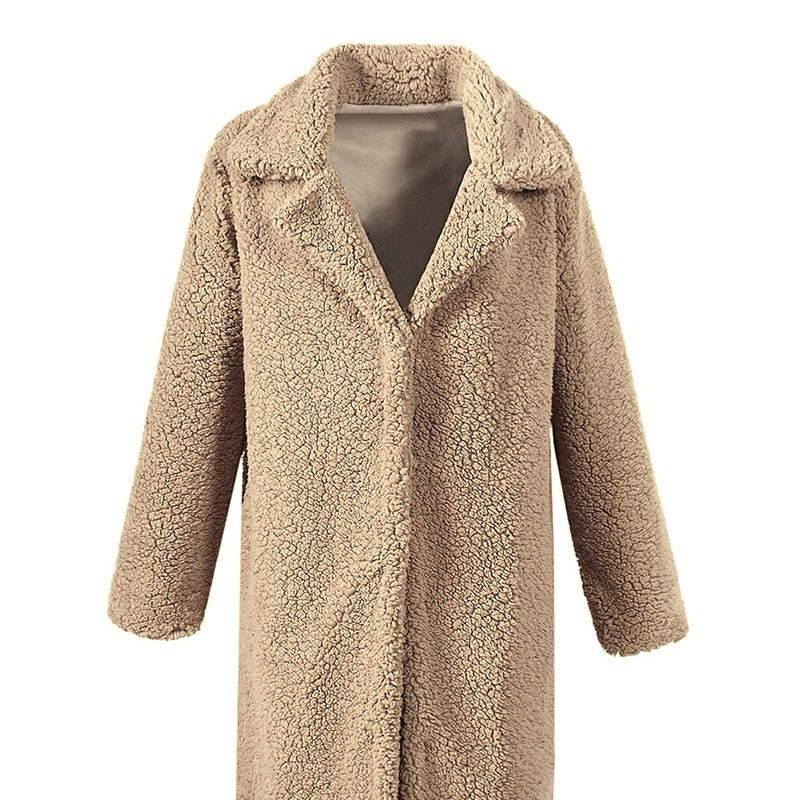 Damen Flauschiger Langmantel mit oversized Schnitt EB