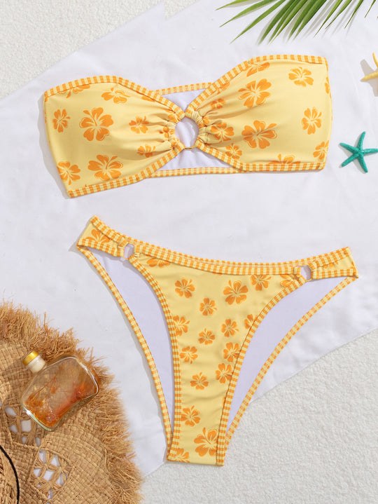 Damen Bandeau Badeanzug Set EB