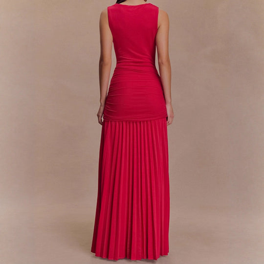 Damen Elegantes Maxikleid mit raffinierten Drapierungen und figurbetontem Schnitt EB