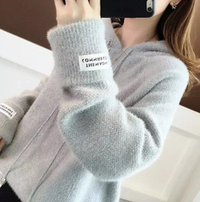 Damen Kuscheliger Hoodie mit Kordelzug und hohem Kragen EB