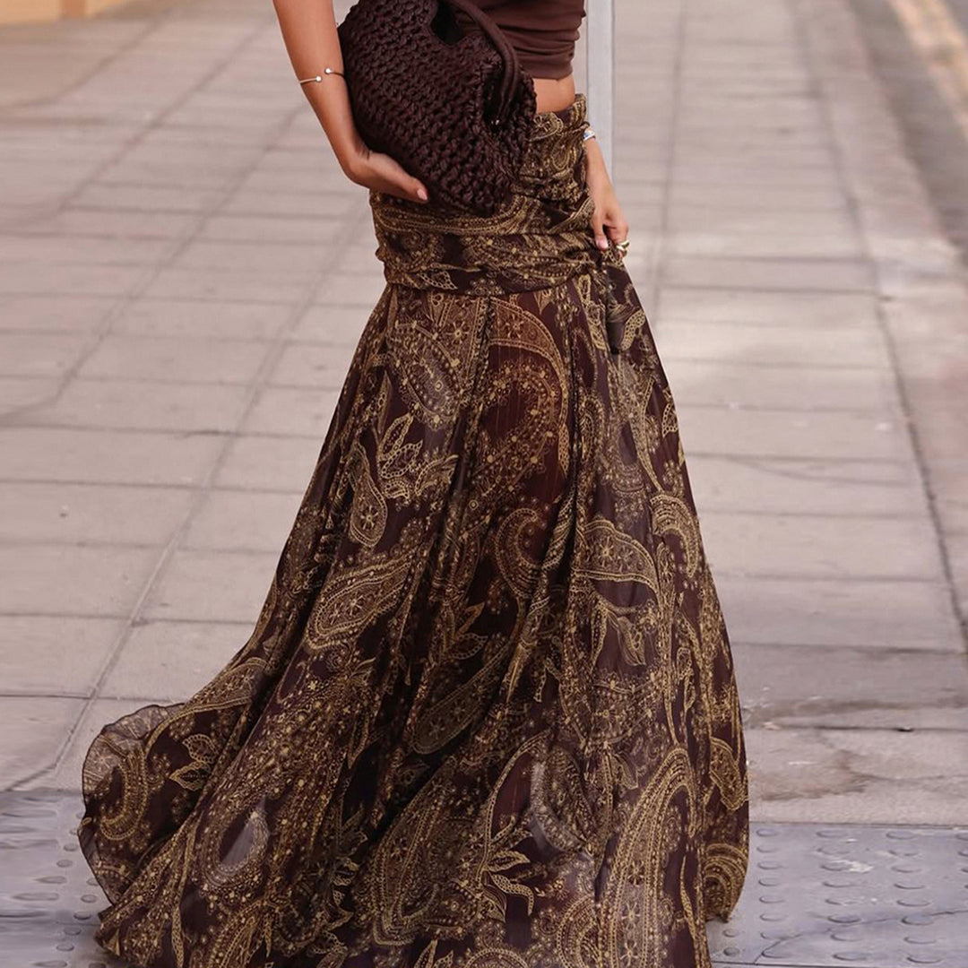 Damenrock mit asymmetrischem Saum und Paisleymuster EB