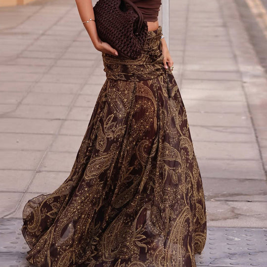 Damenrock mit asymmetrischem Saum und Paisleymuster EB