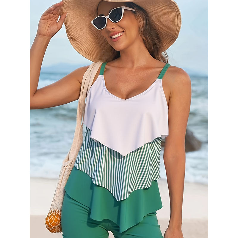Damen Tankini-Set mit voluminösem Rüschendesign und figurbetontem Schnitt EB