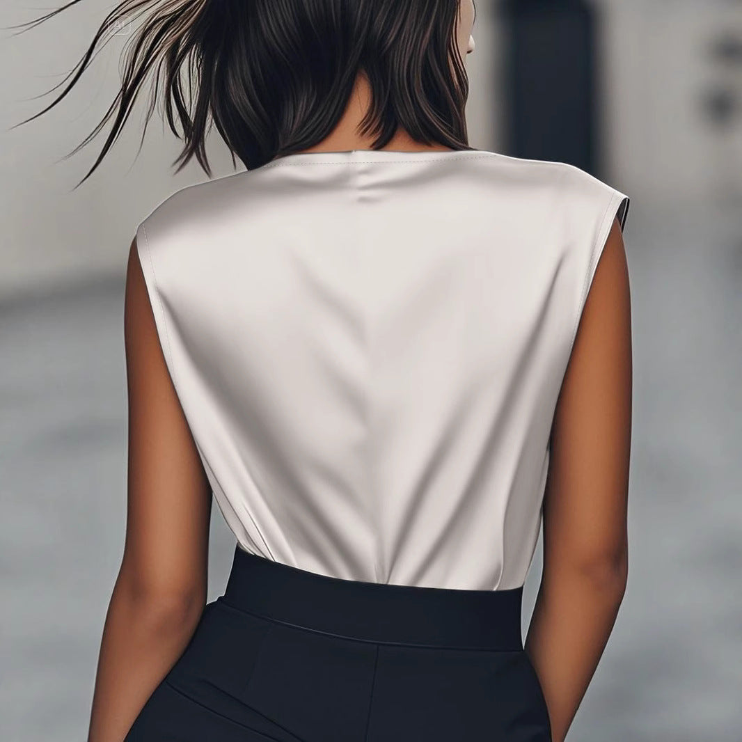 Damen Elegantes Drapiertes Oberteil aus hochwertigem Material EB