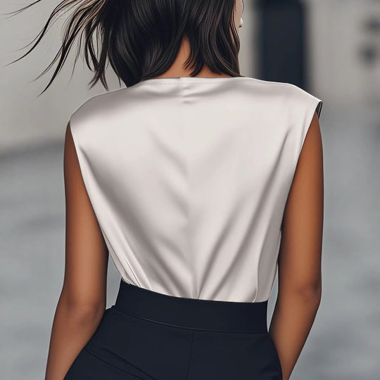 Damen Elegantes Drapiertes Oberteil aus hochwertigem Material EB