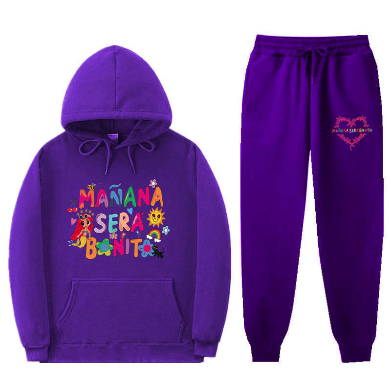 Damen Sweatshirt- und Jogginghose-Set mit buntem Aufdruck EB