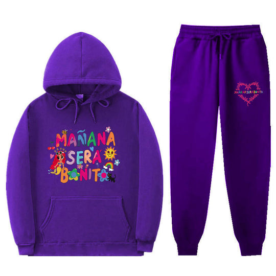 Damen Sweatshirt- und Jogginghose-Set mit buntem Aufdruck EB