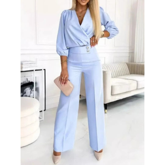 Damen elegantes Jumpsuit mit weiten Beinen EB