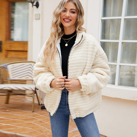 Damen Baumwoll-Fleecejacke mit Reißverschluss EB