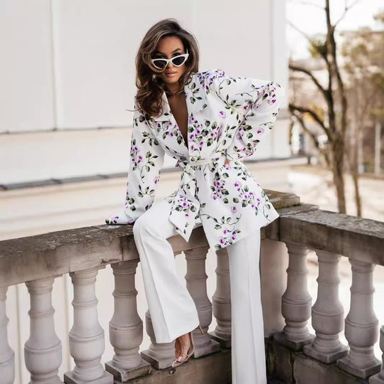 Damen nan tailliertes Blazerkleid mit Leopardenprint und Bindegürtel EB