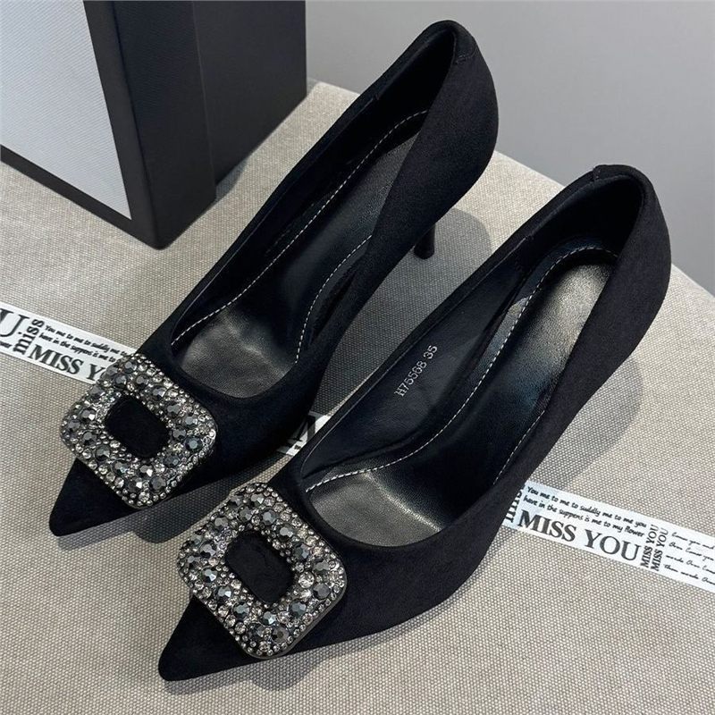 Damen elegante High Heel Pumps mit funkelnder Strassverzierung EB