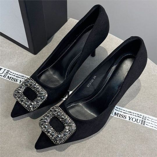 Damen elegante High Heel Pumps mit funkelnder Strassverzierung EB