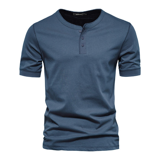 Herren nan schmal geschnittenes Kurzarmshirt mit kurzer Knopfleiste und geripptem Kragen aus Baumwollmix EB