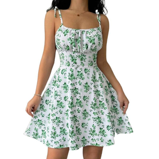 Damen Blumenkleid mit verstellbaren Spaghetti-Trägern und femininem Schnitt EB