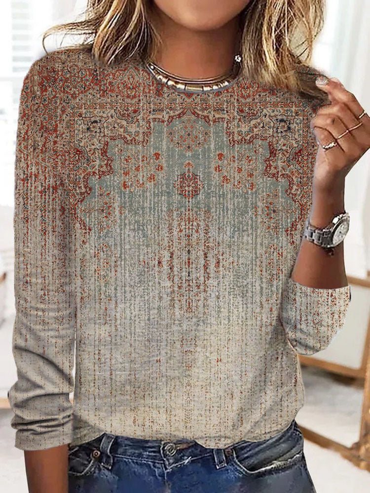 Damen Langärmeliges Oversize-Sweatshirt mit abstraktem Aquarell-Mosaikprint EB