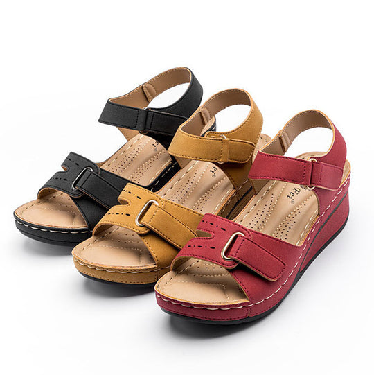 Damen Komfortable Wedge-Sandalen mit verstellbarem Riemen EB