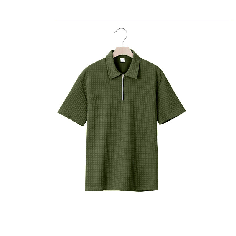 Herren Kurzarm Polo-Shirt mit strukturiertem Design und Reißverschluss EB