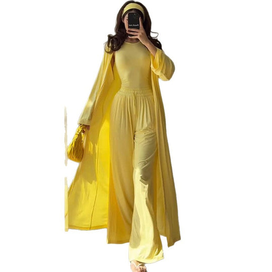 Damen Loungewear-Kombination mit fließendem Kimono und bequemer Hose EB