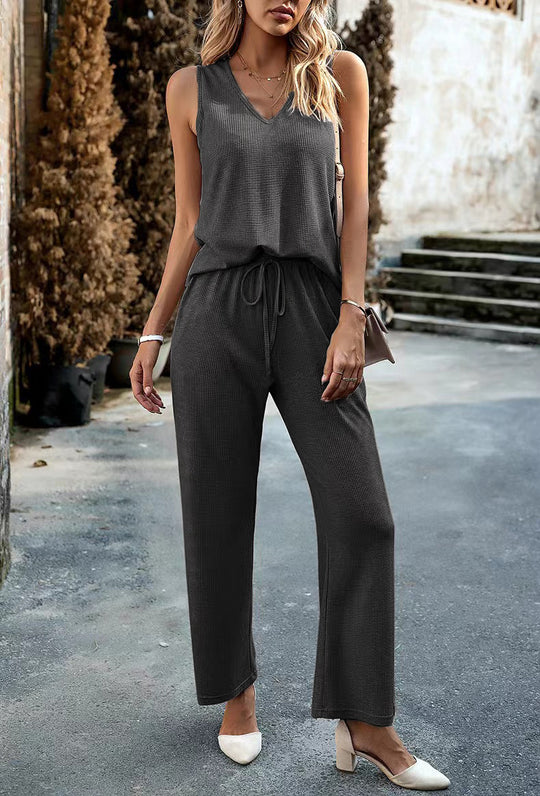 Damen lässiges Ensemble aus Top und weiten Hosen EB