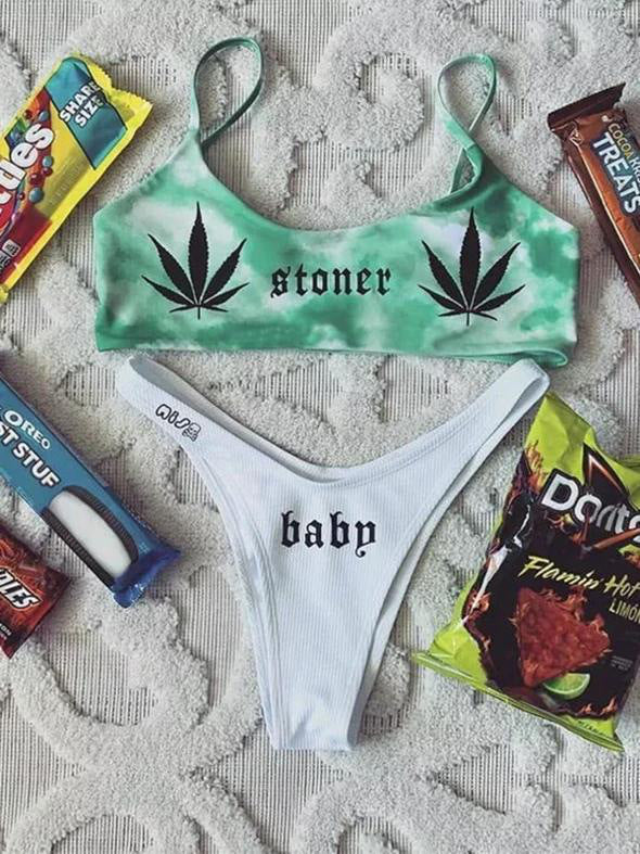 Damen Sport-Bikini mit auffälligem Grafikdesign EB