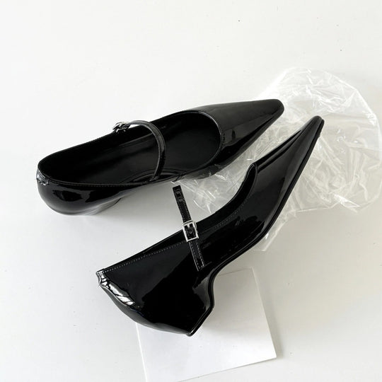 Damen elegante Ballerinas mit modischer Schnallenverzierung und bequemer Innensohle EB