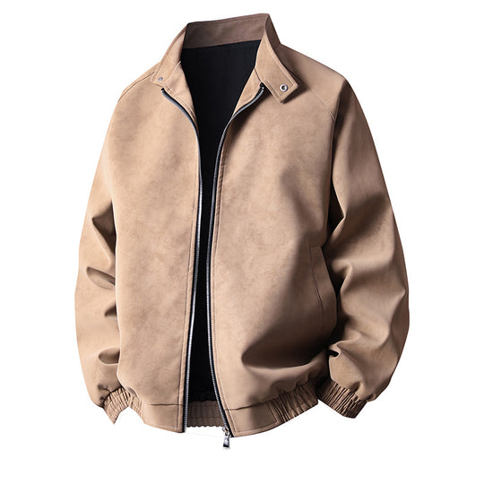 Herren stylische Kunstlederjacke im modernen Design und elastischen Bündchen EB