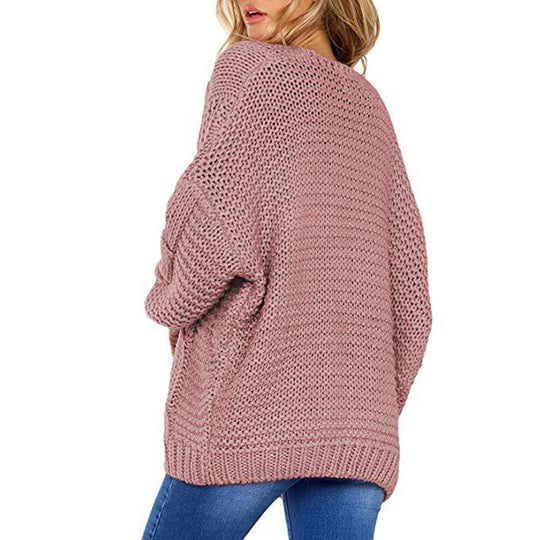 Damen Grobstrickjacke mit lässigem Schnitt und voluminösen Ärmeln EB