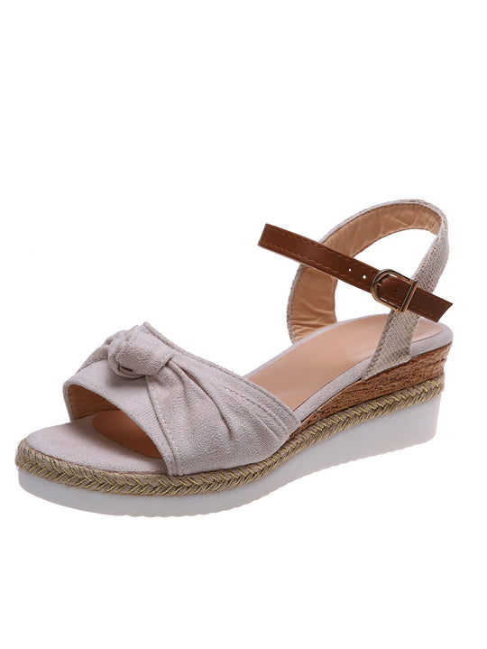 Damen Wedge-Sandalen mit modischem Knoten-Detail EB