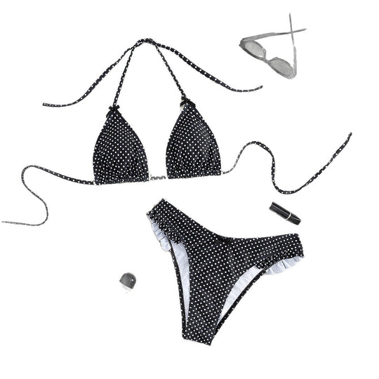 Damen Triangel-Bikini-Set mit verspielten Punkten EB