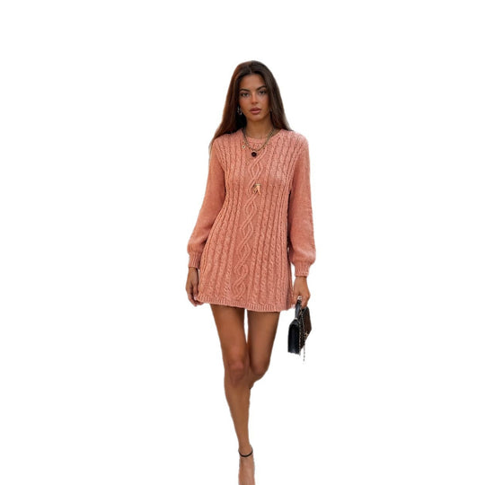Damen Strickkleid mit Zopfmuster und Ballonärmeln Eichborn Berlin