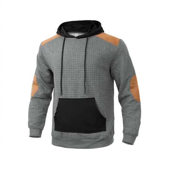 Herren modischer Kapuzenpullover mit strukturiertem Design und Kunstlederakzenten EB