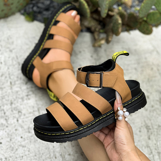 Damen Komfortable Sportliche Sandalen mit Verstellbarem Riemen und Robustem Profil EB