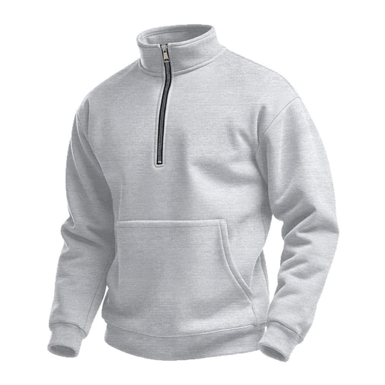 Unisex nan komfortabler Halbzip Pullover mit Kängurutasche und Stehkragen aus Strukturfleece EB