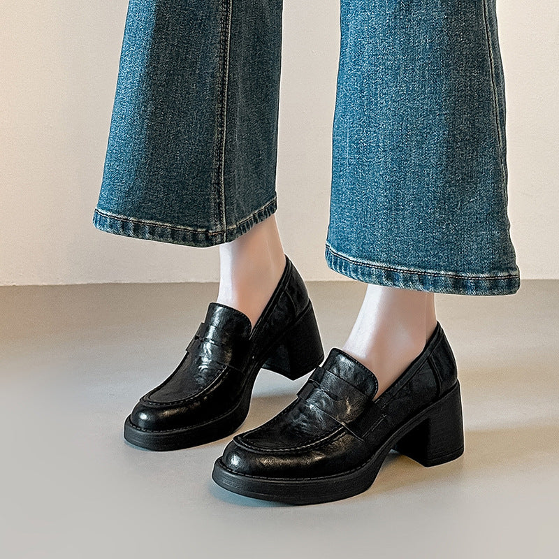 Damen Elegante Loafers mit Blockabsatz EB