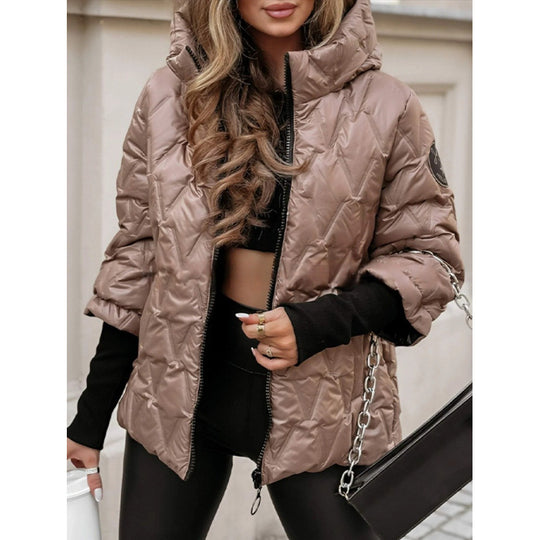 Damen Steppjacke mit hohem Kragen und beschichtetem Obermaterial EB