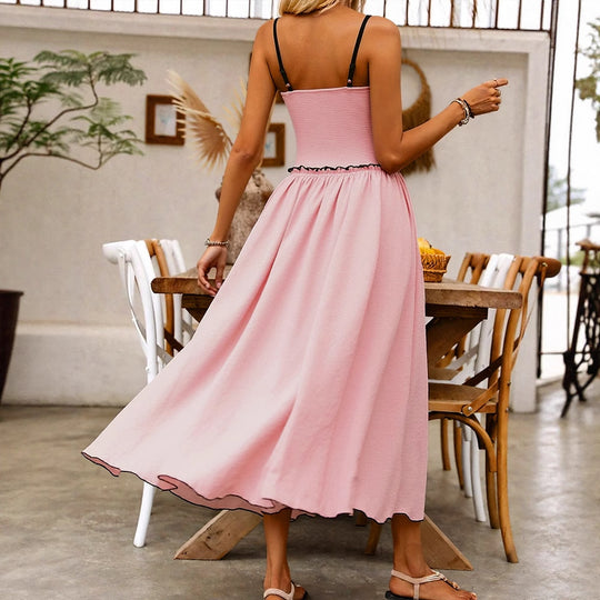 Damen Maxikleid mit raffinierten Raffungseffekten und verstellbaren Trägern EB