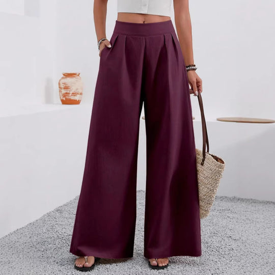 Damen Elegante und weite Bundfaltenhose EB