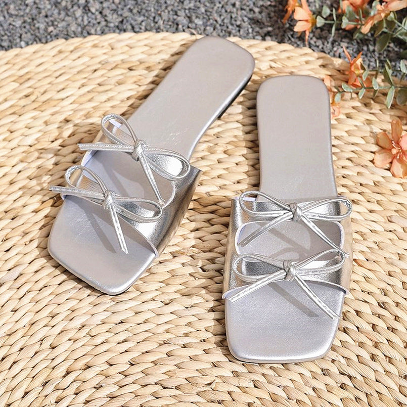 Damen elegante Slides mit stilvollem Schleifen-Design EB
