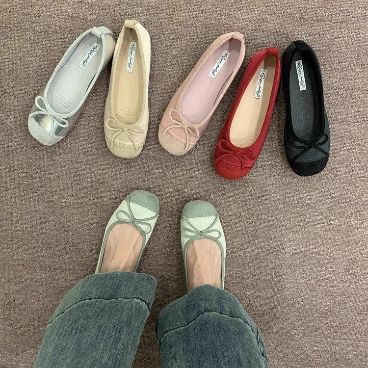 Damen Ballerinas mit zierlichem Schleifenakzent und weichem Innenfutter EB