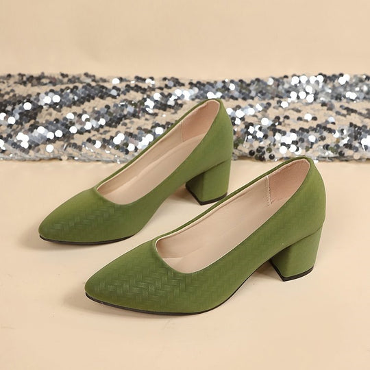 Damen Elegante Blockabsatz-Pumps mit strukturierter Oberfläche EB