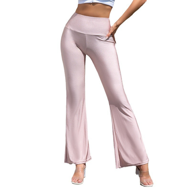 Damen Flared-Hose mit schimmerndem Effekt und hohem Bund EB