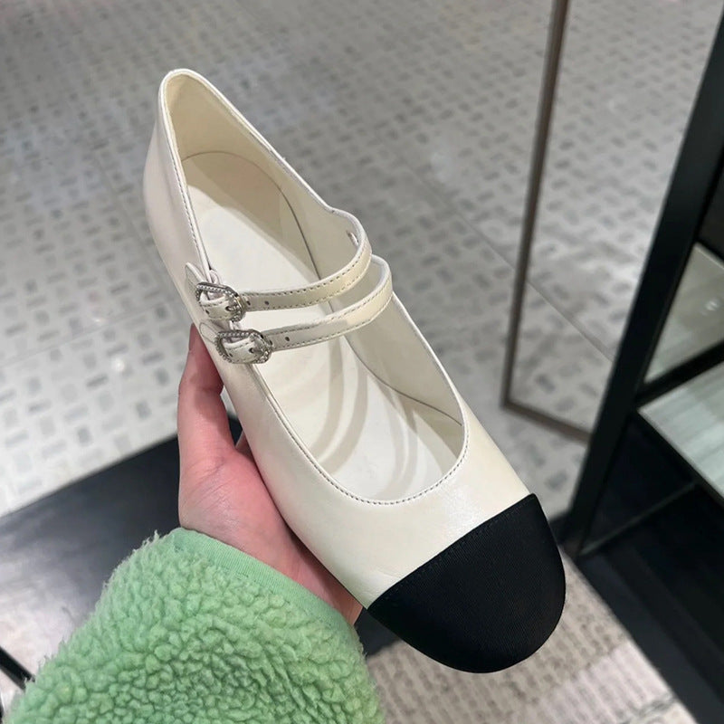 Damen Ballerinas mit doppeltem Riemen und funkelnden Schnallen EB