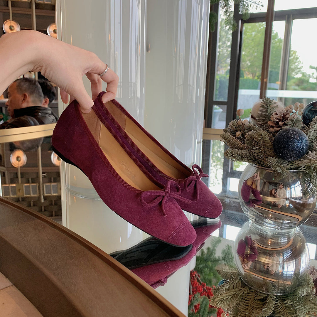 Damen Ballerinas mit charmantem Schleifendetail aus hochwertigem Wildleder EB