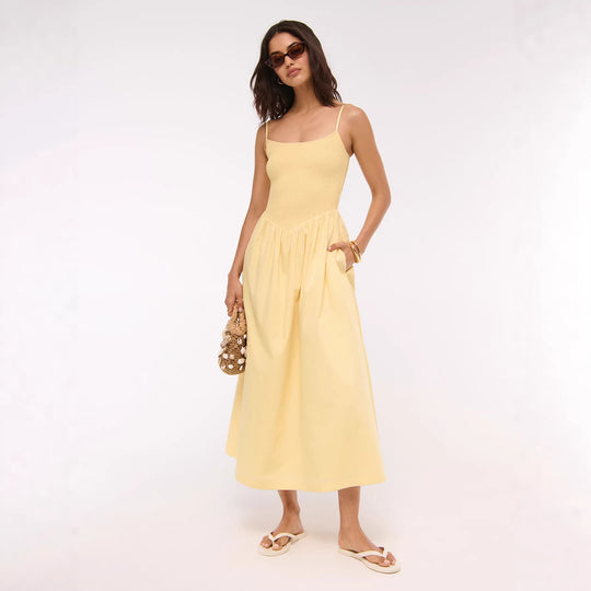 Damen Maxikleid mit floralem Design und elastischem Bund EB