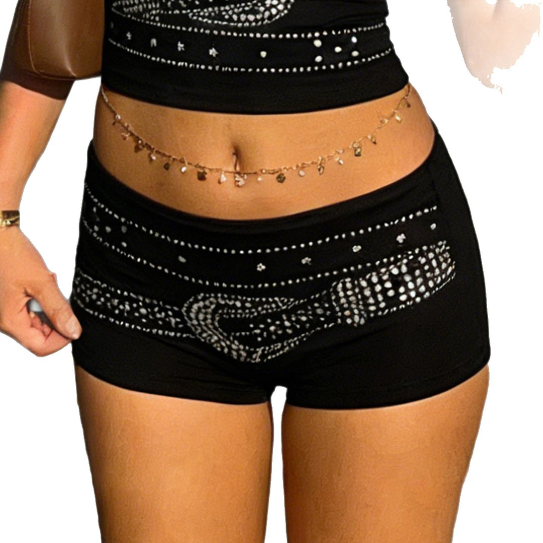 Damen Funkelnde Glitzer-Shorts im sportlichen Design EB