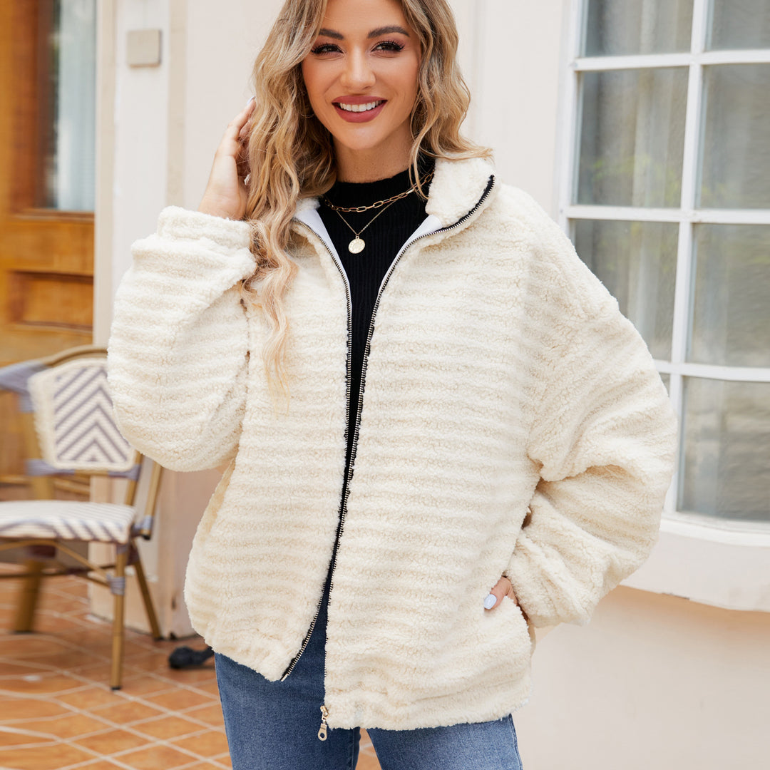 Damen Fleece-Jacke mit kontrastierendem Reißverschluss EB