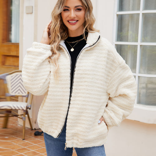 Damen Baumwoll-Fleecejacke mit Reißverschluss EB