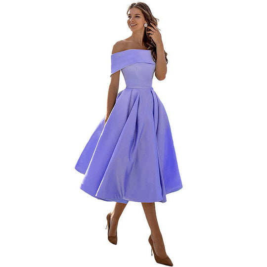 EB | Legere Mode Satin Cocktailkleid Ohne Träger