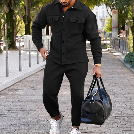 Herren Freizeit Set mit strukturiertem Oberteil und passenden Jogginghosen EB
