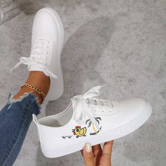 Damen Sneaker mit verspieltem Stickmuster und bequemer Sohle EB